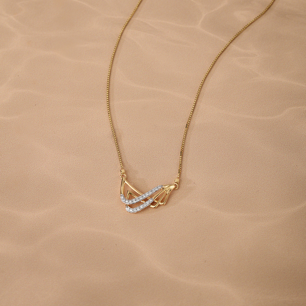 Oceans Rhythm 14 Kt Gold & Diamond Pendant with Chain,,hi-res image number null