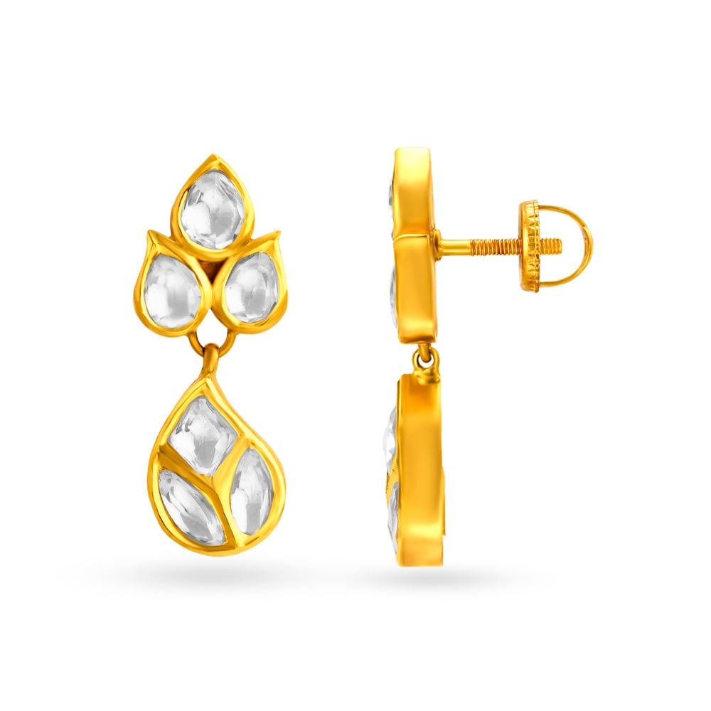 Charismatic Gold and Kundan Glass Drop Earrings,,hi-res image number null