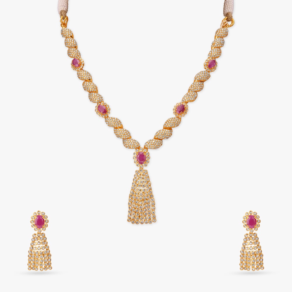 Jasmine Fringe Gold Haaram Set,,hi-res image number null