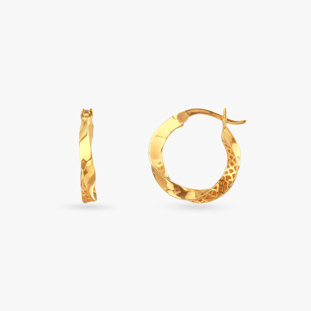 Sculpted Twisted Gold Hoop Earrings,,hi-res image number null