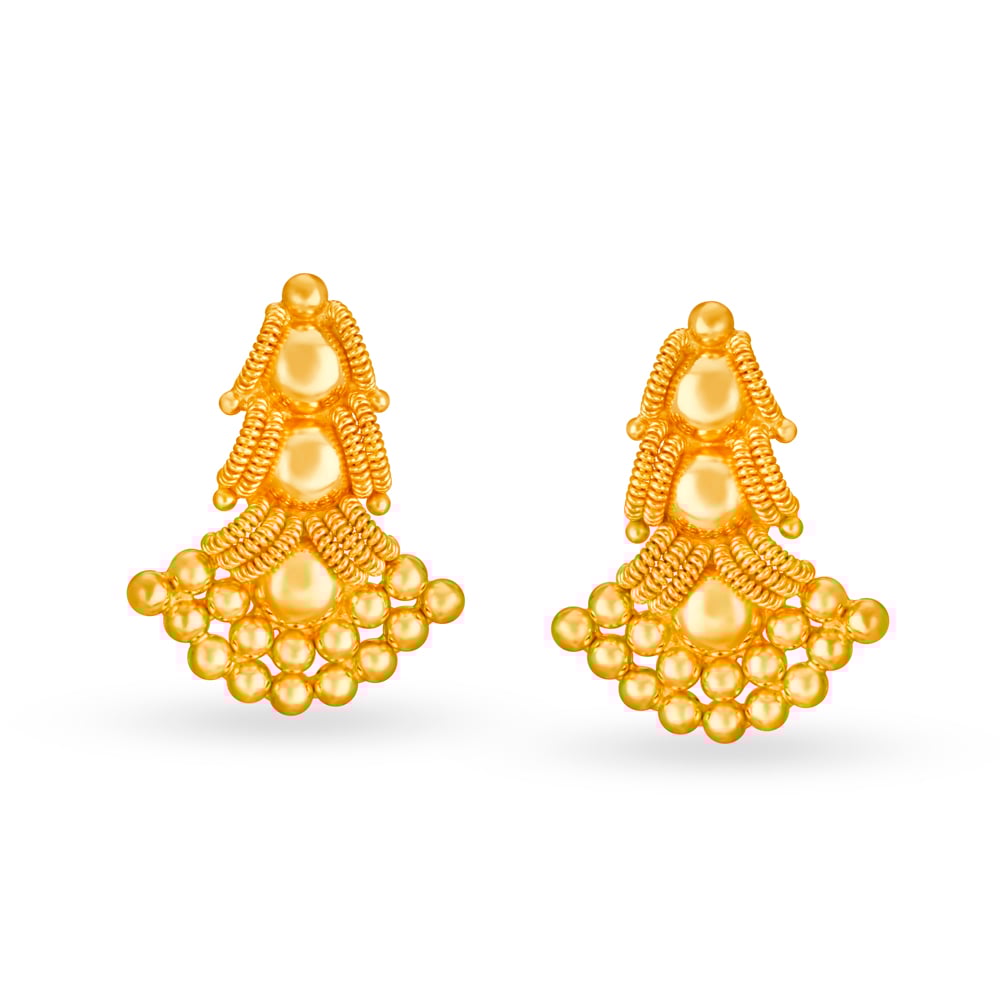 Exquisite 22 Karat Yellow Gold Tiered Drop Earrings,,hi-res image number null