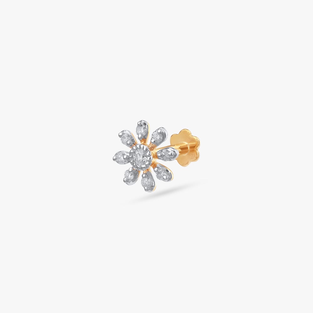 Radiant Bloom Diamond Nose Pin,,hi-res image number null