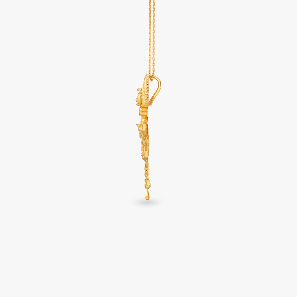 Sunlit Elegance Gold Pendant and Earrings Set,,hi-res image number null