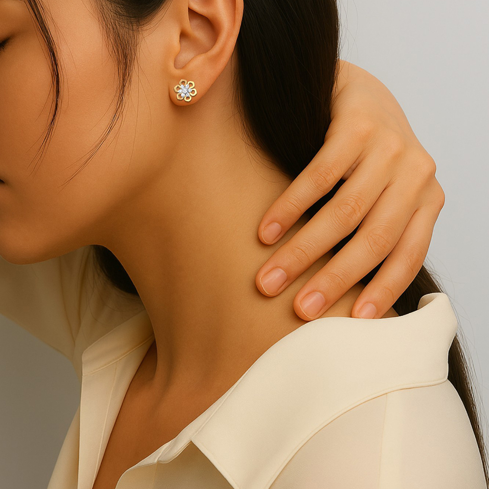 Petal Shine Diamond Stud Earrings,,hi-res image number null