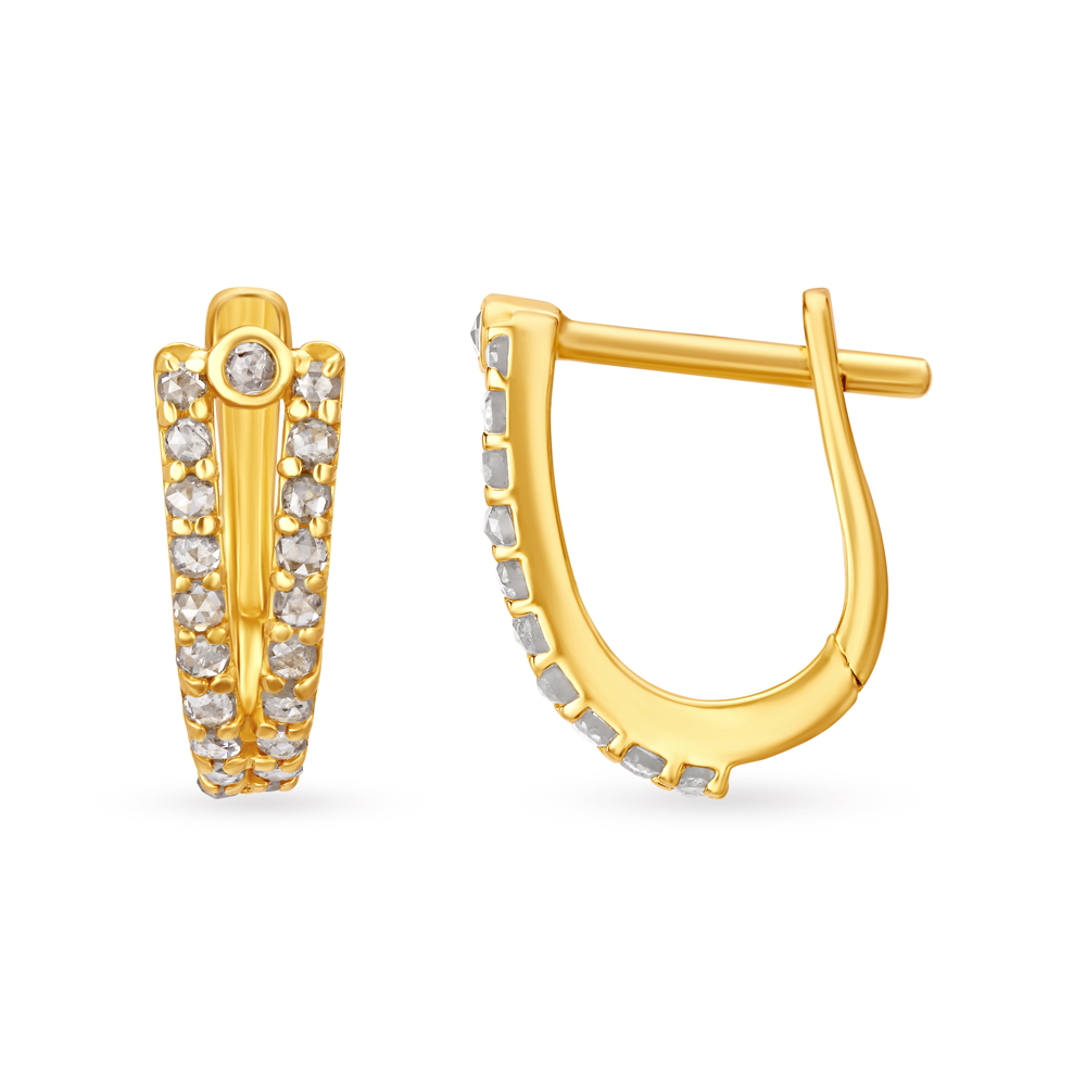 Chic Hoop Earrings with Un-cut Diamonds,,hi-res image number null