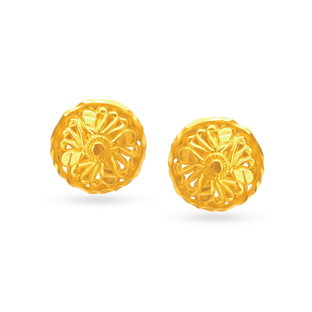 Enticing 22 Karat Yellow Gold Floral Drops,,hi-res image number null