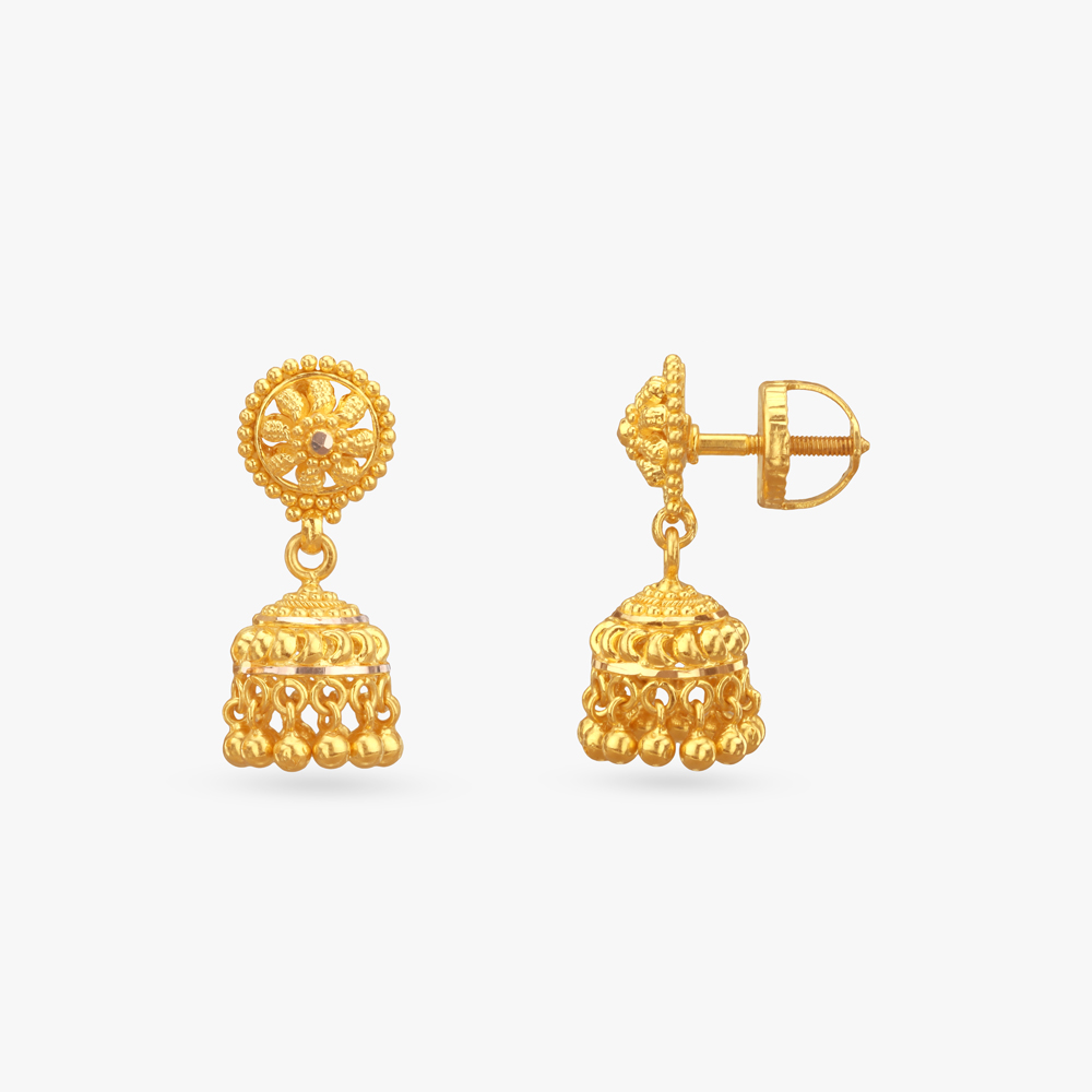 Ghungroo Bloom Gold Jhumka Earrings,,hi-res image number null