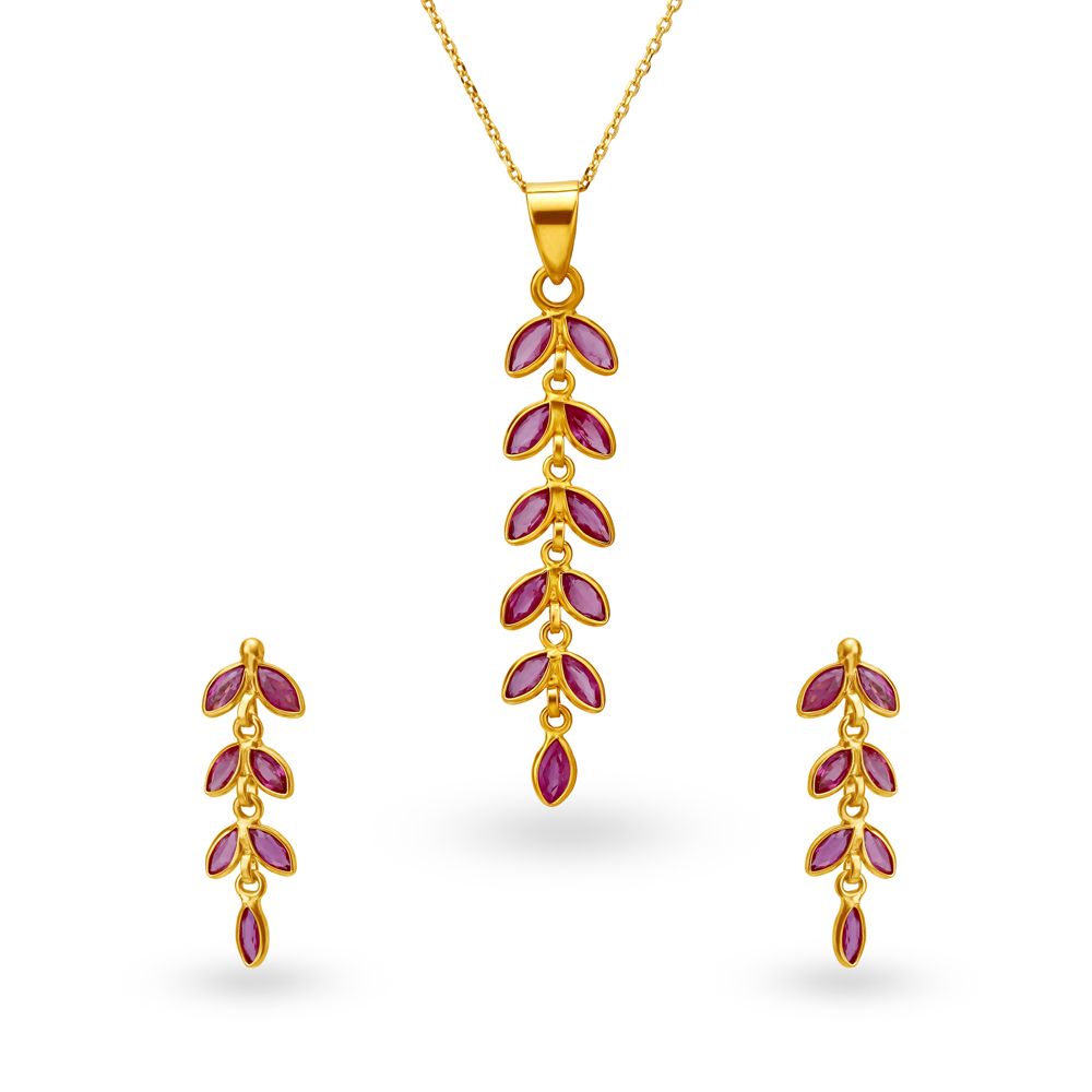 Mona Ruby Pendant Earrings Set,,hi-res image number null