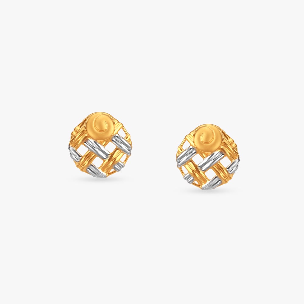 Spiral Weave Gold Stud Earrings,,hi-res image number null