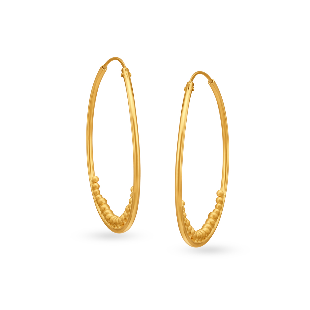 Stylish Gold Matt Finish Hoops Earrings