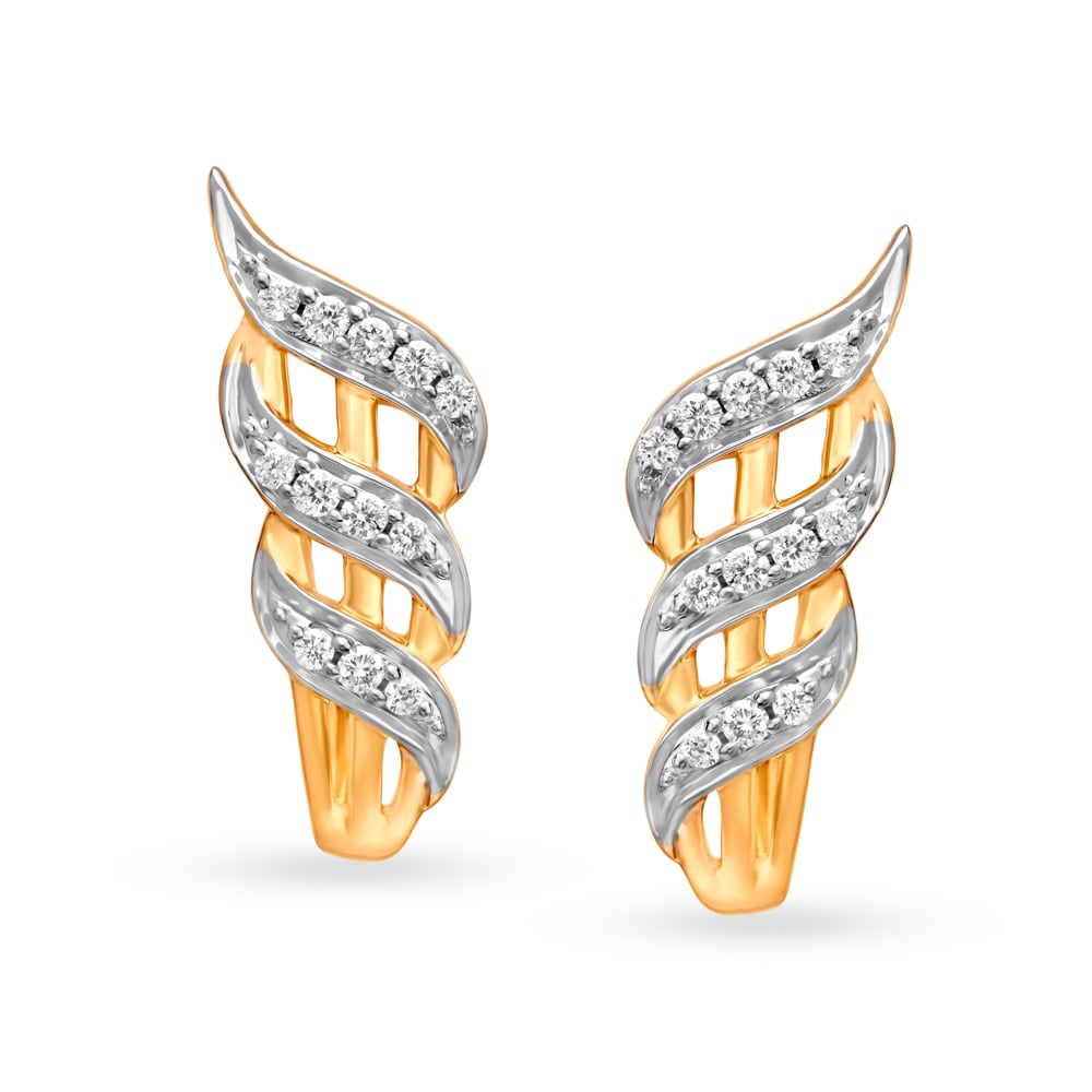 Breathtaking Spiral Motif Diamond Hoop Earrings,,hi-res image number null