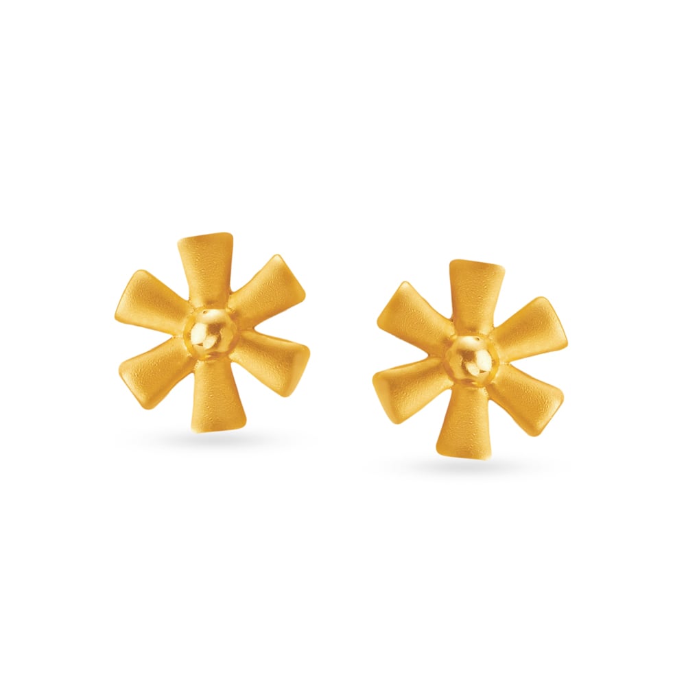 Contemporary Floral Gold Stud Earrings for Kids
