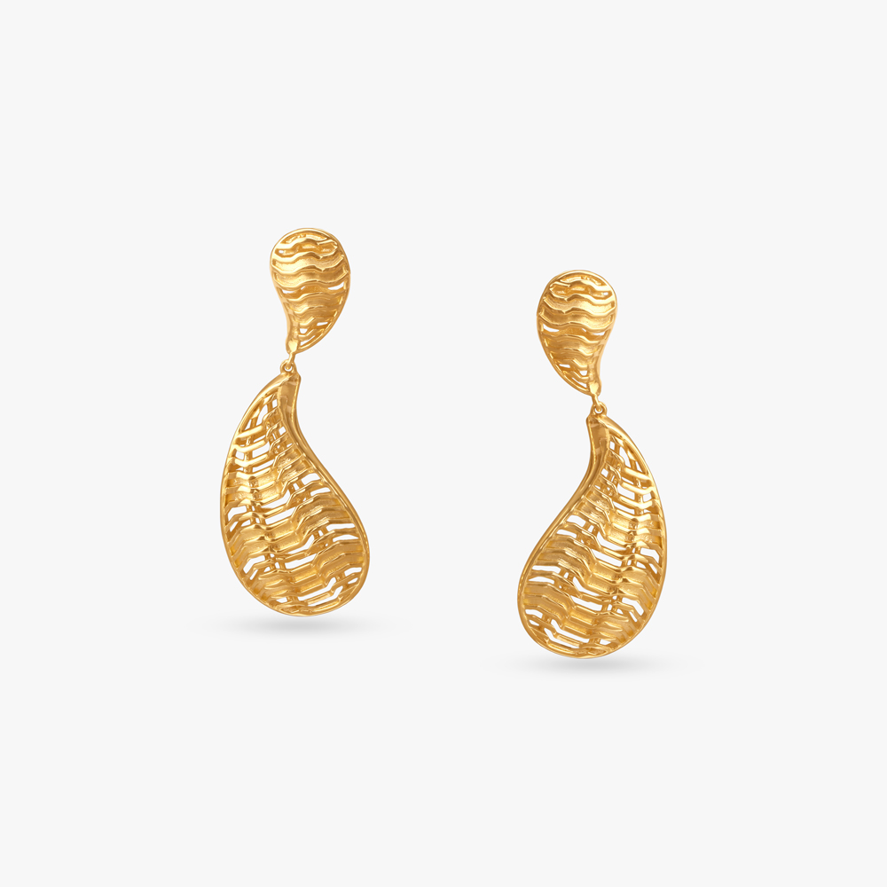 Ripple Flow Gold Drop Earrings,,hi-res image number null