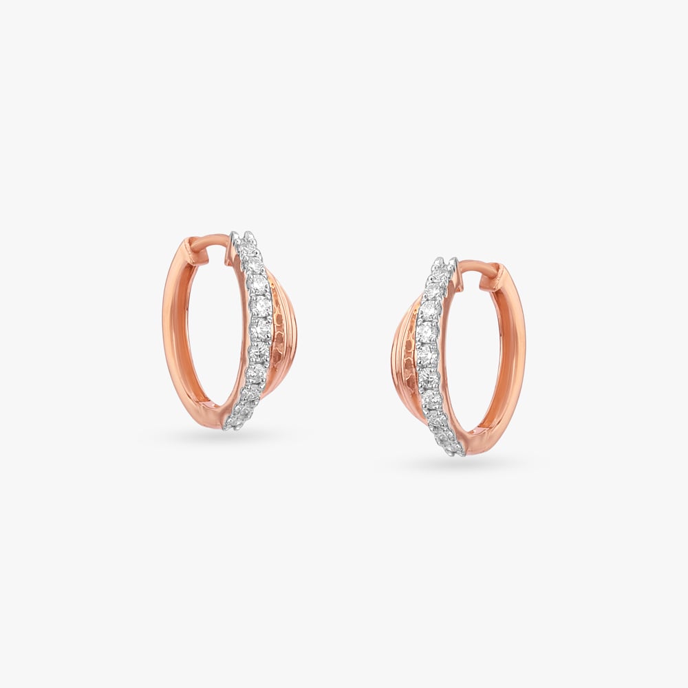 Gleaming Arc Diamond Hoop Earrings,,hi-res image number null