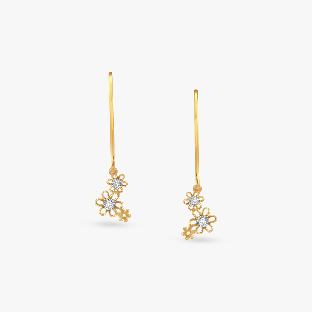 Daisy Twinkle Diamond Hoop Earrings For Kids,,hi-res image number null