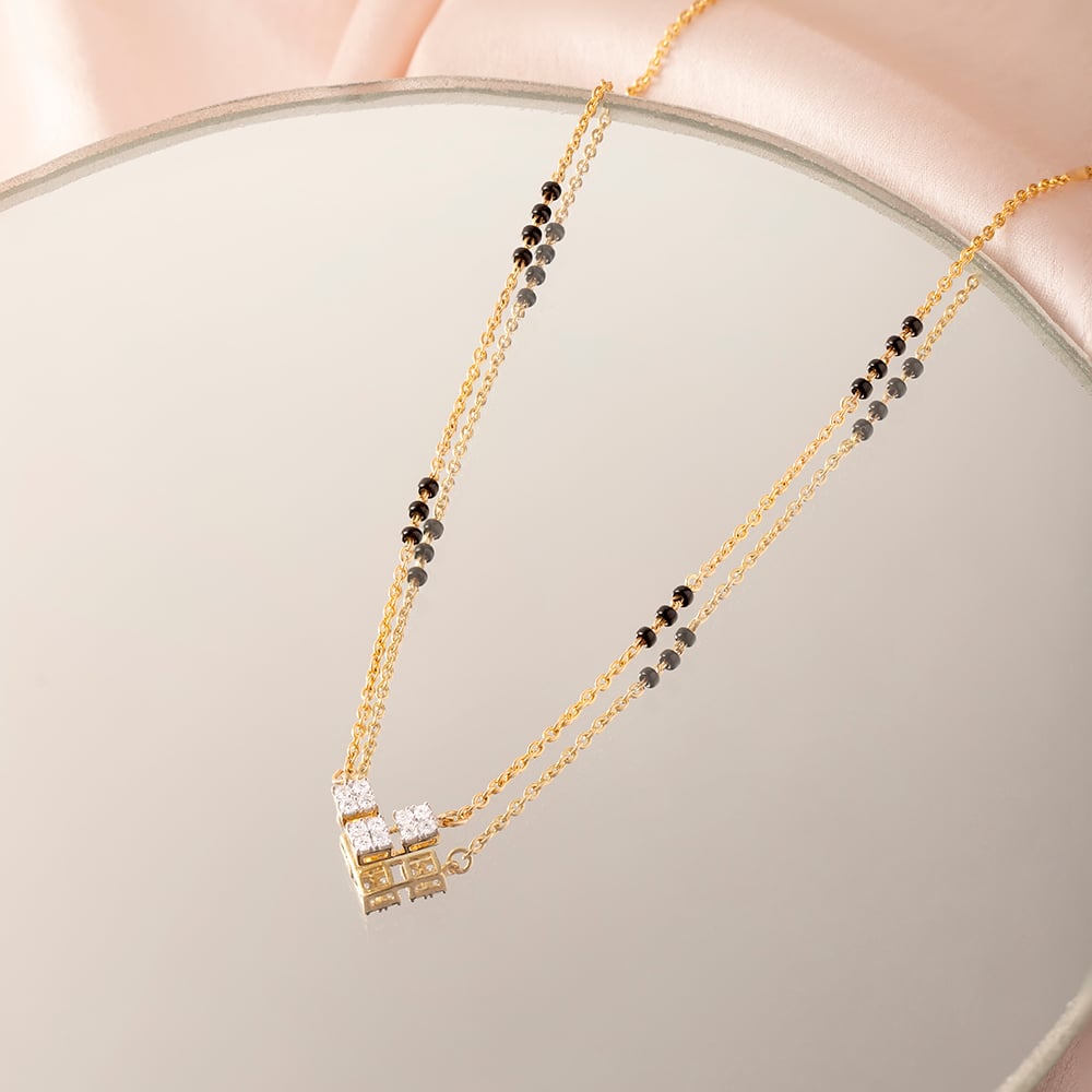Starlight Symmetry 14Kt Gold and Diamond Mangalsutra,,hi-res image number null