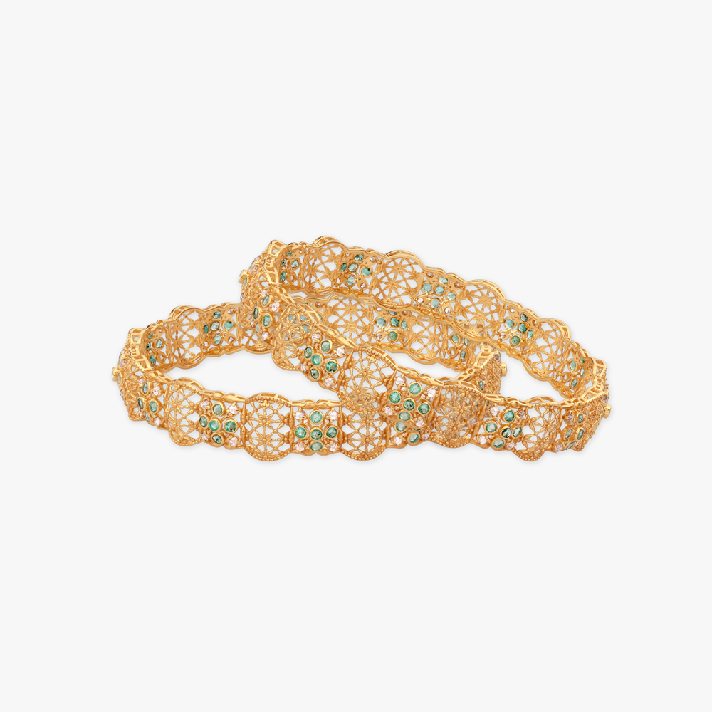 Lace Mosaic Gold Bangles,,hi-res image number null