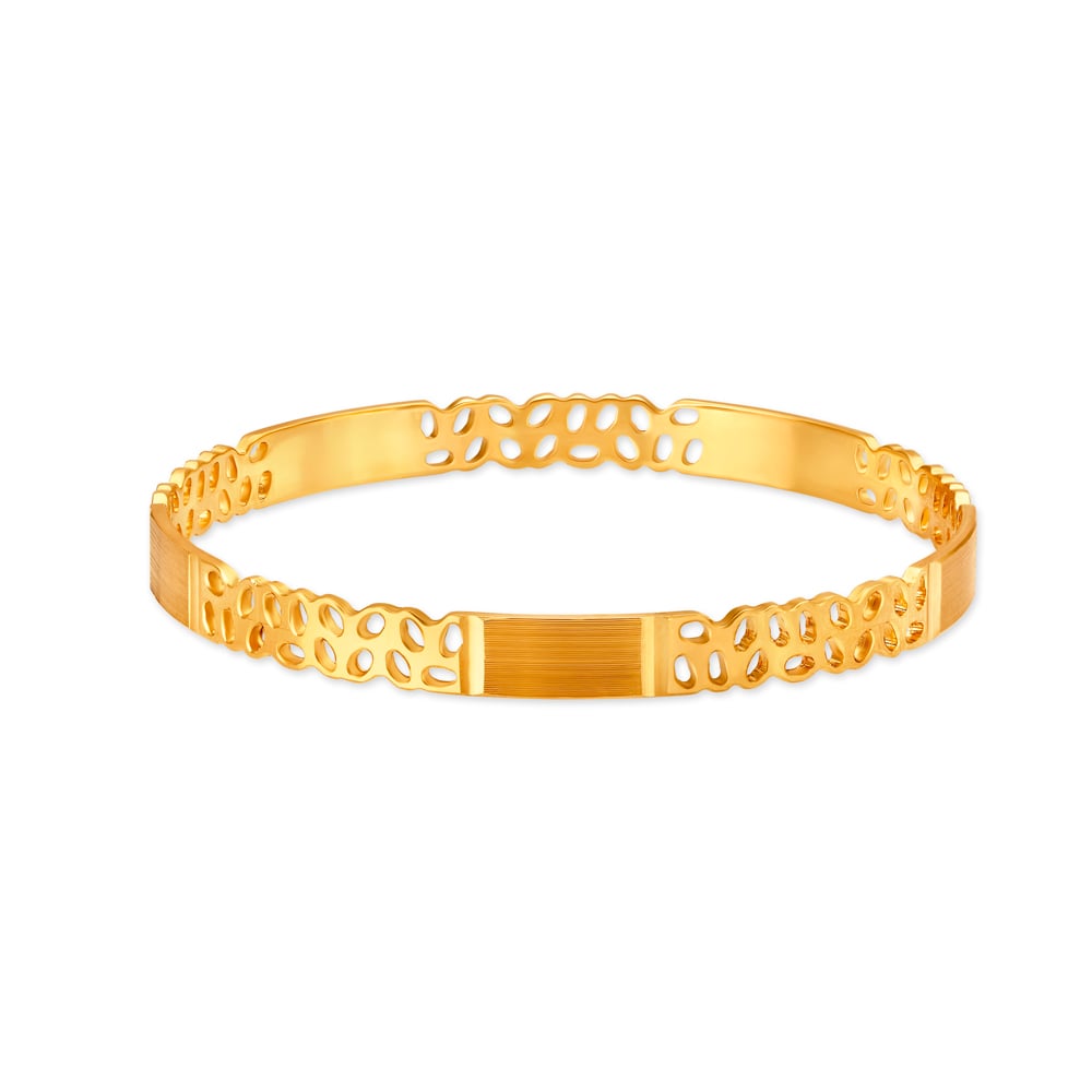 

Artistic Yellow Gold Oval Lattice Bangles