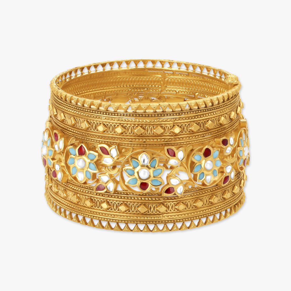 Captivating Floral Motif Kundan Bangle,,hi-res image number null