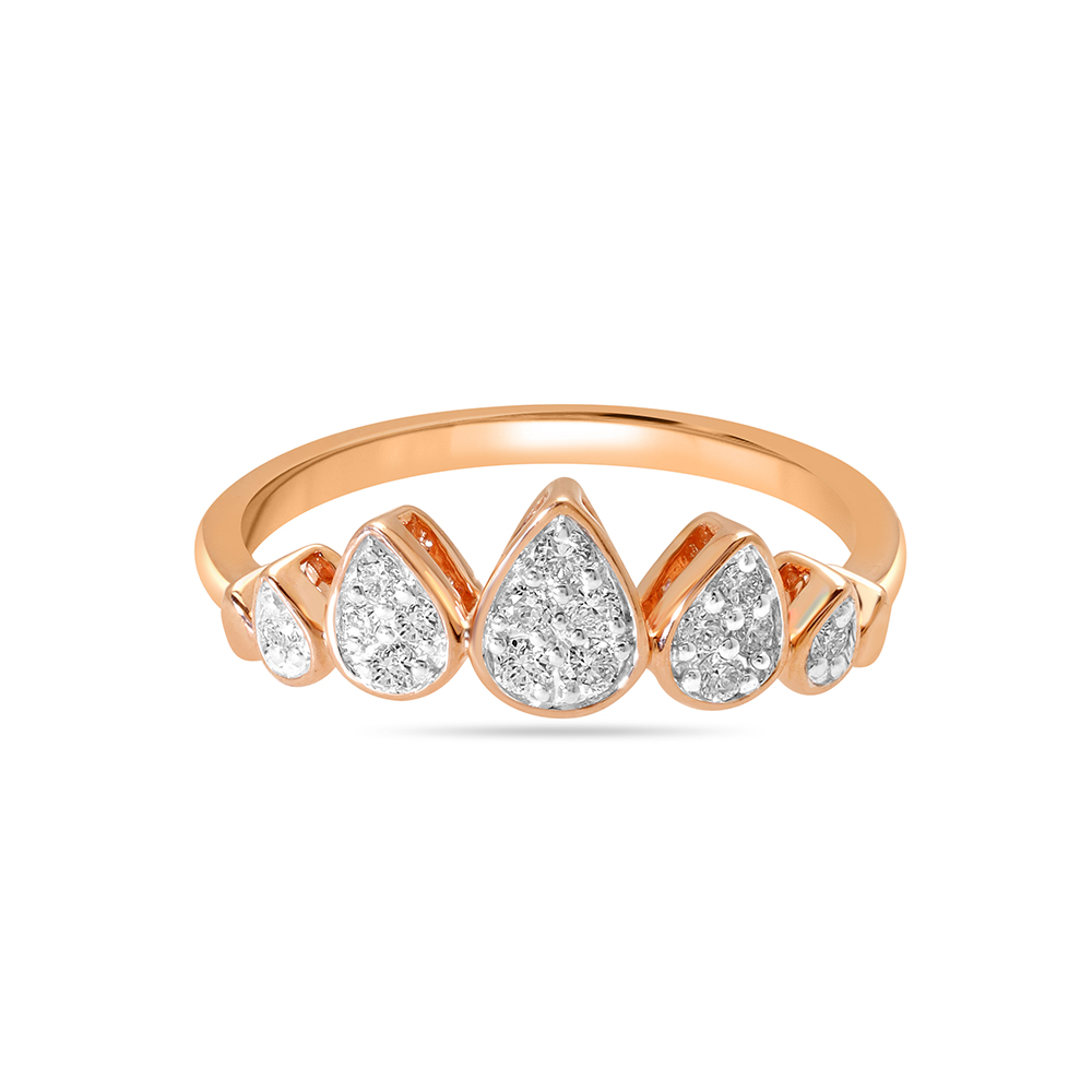 14KT Rose Gold Glistening Rain Droplet Diamond Finger Ring,,hi-res image number null