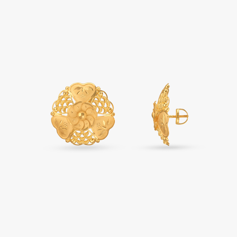 

Petal Heart Gold Stud Earrings