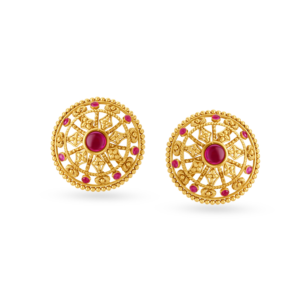 Glamorous Gold Pendant and Earrings Set,,hi-res image number null