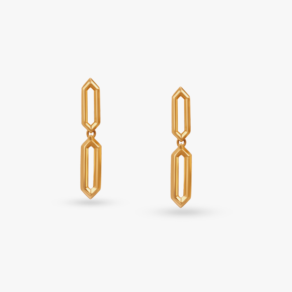 Elongated Link Gold Hoop Earrings,,hi-res image number null