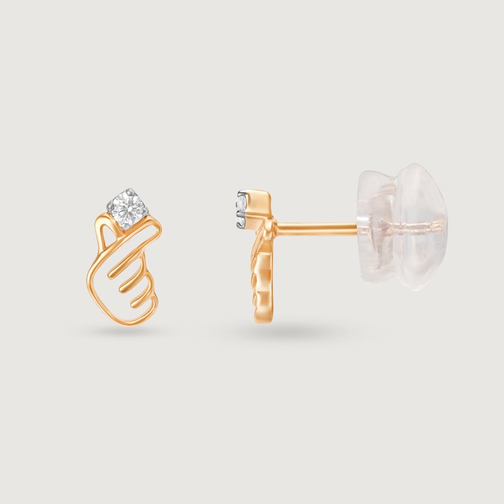 Korean Hearts 14KT Yellow Gold Stud Earrings,,hi-res image number null