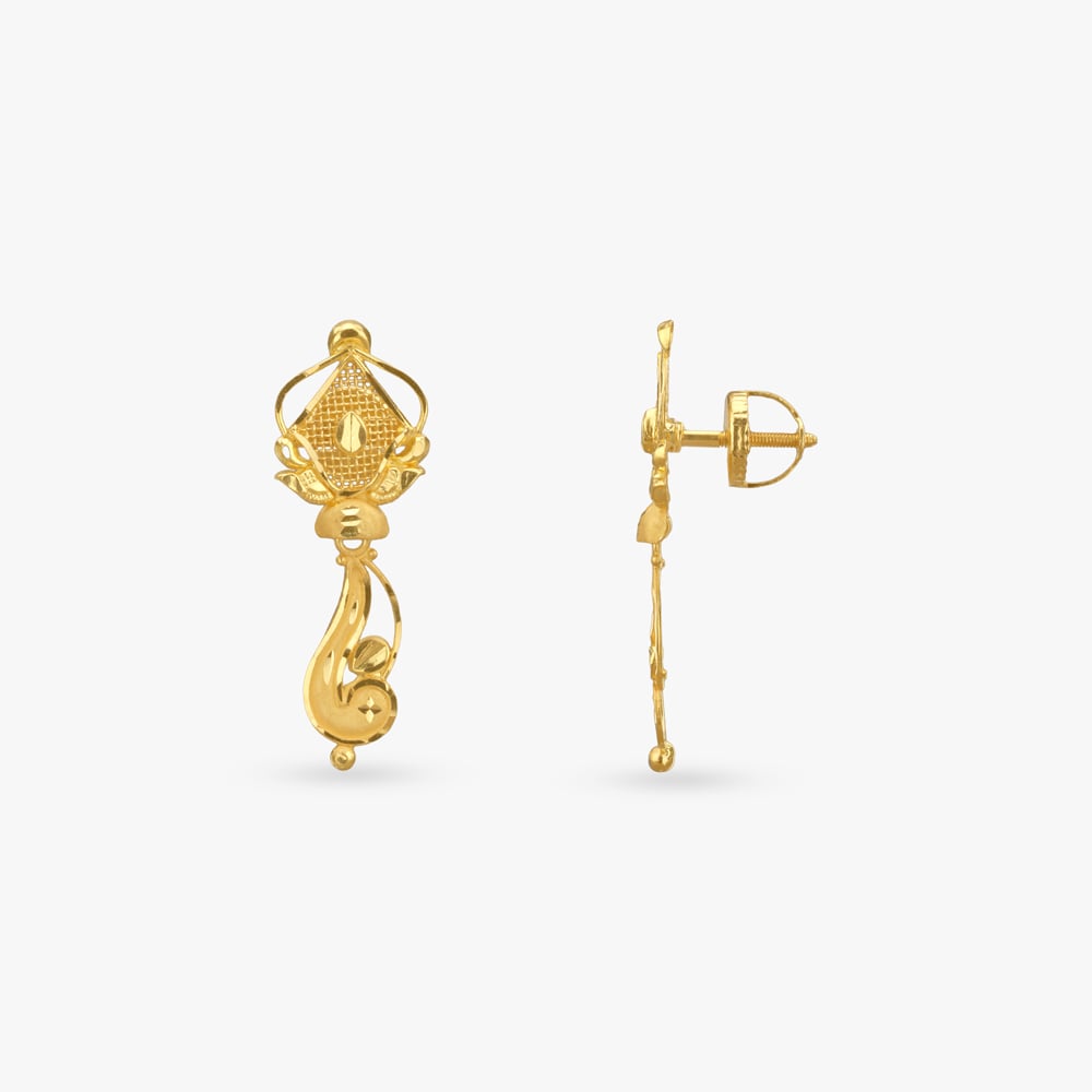 Sculpted Swirl Gold Drop Earrings,,hi-res image number null