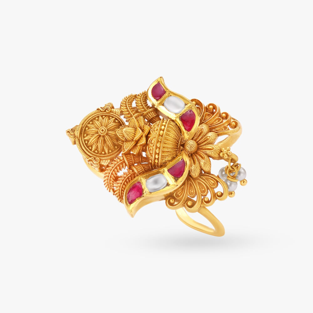 Kalash of Divinity Gold Vanki Finger Ring,,hi-res image number null