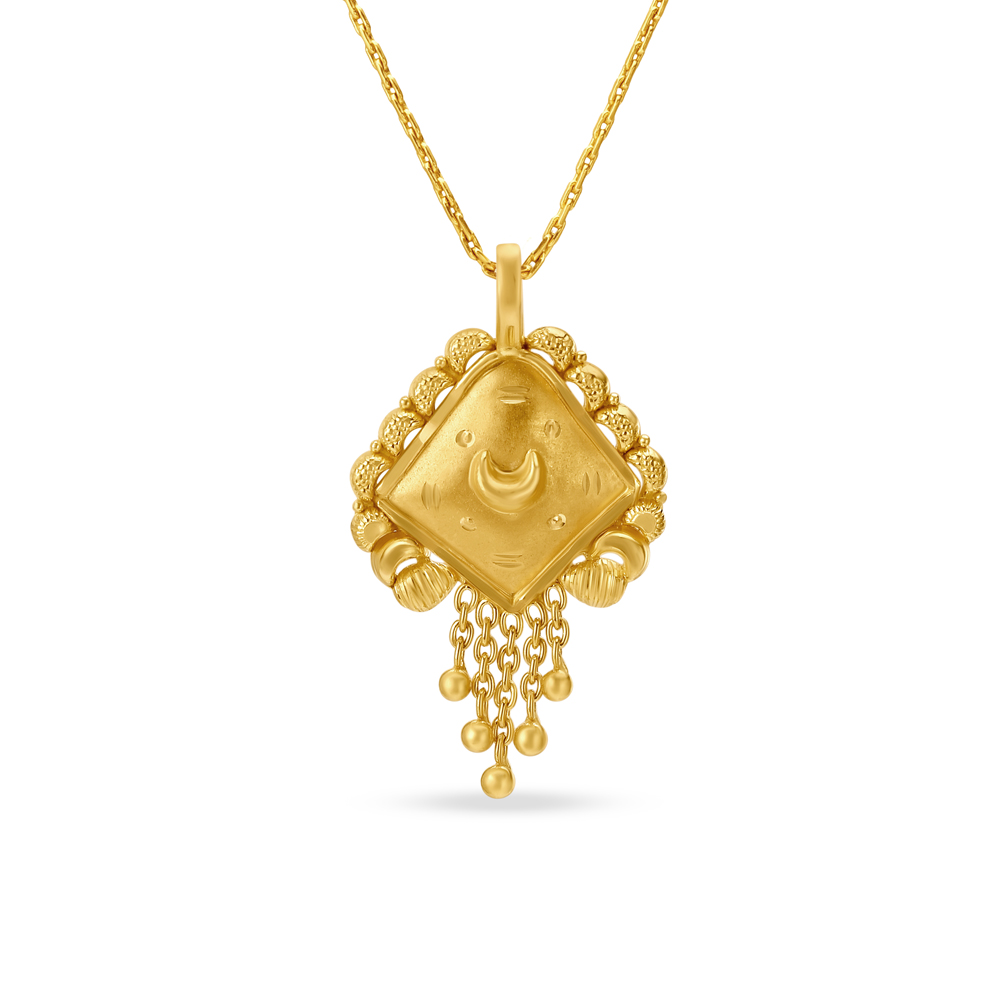 Diamond Shape Tassled Gold Pendant