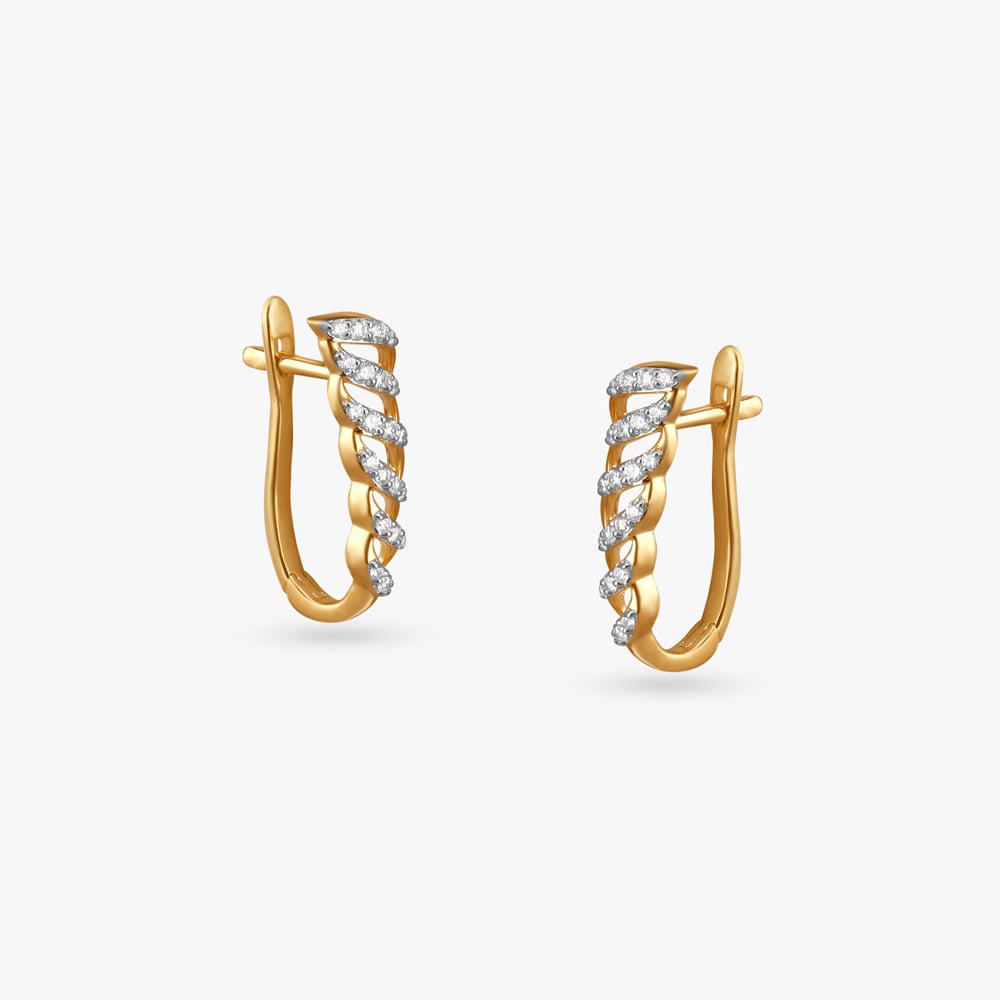 

Spiral Diamond Hoop Earrings