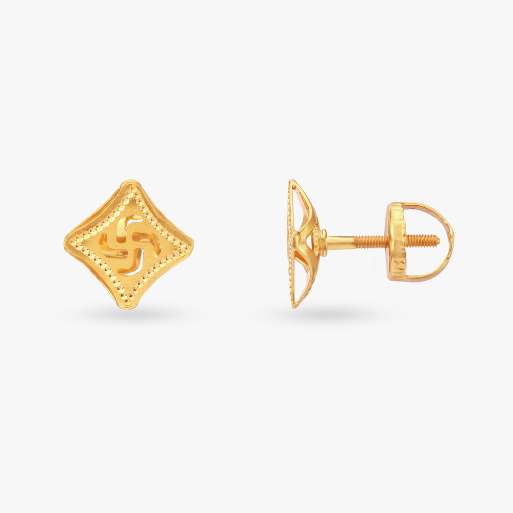 Cubist Gold Stud Earrings,,hi-res image number null