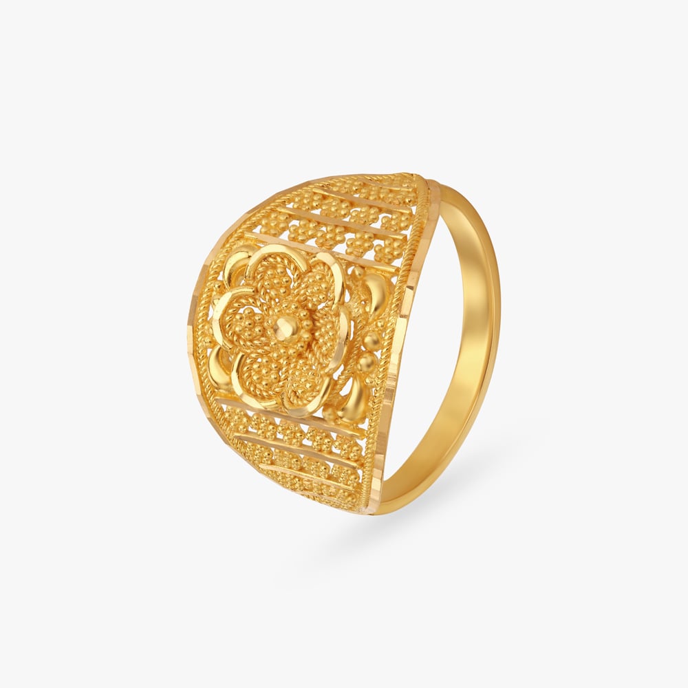 Floral Gold Finger Ring,,hi-res image number null