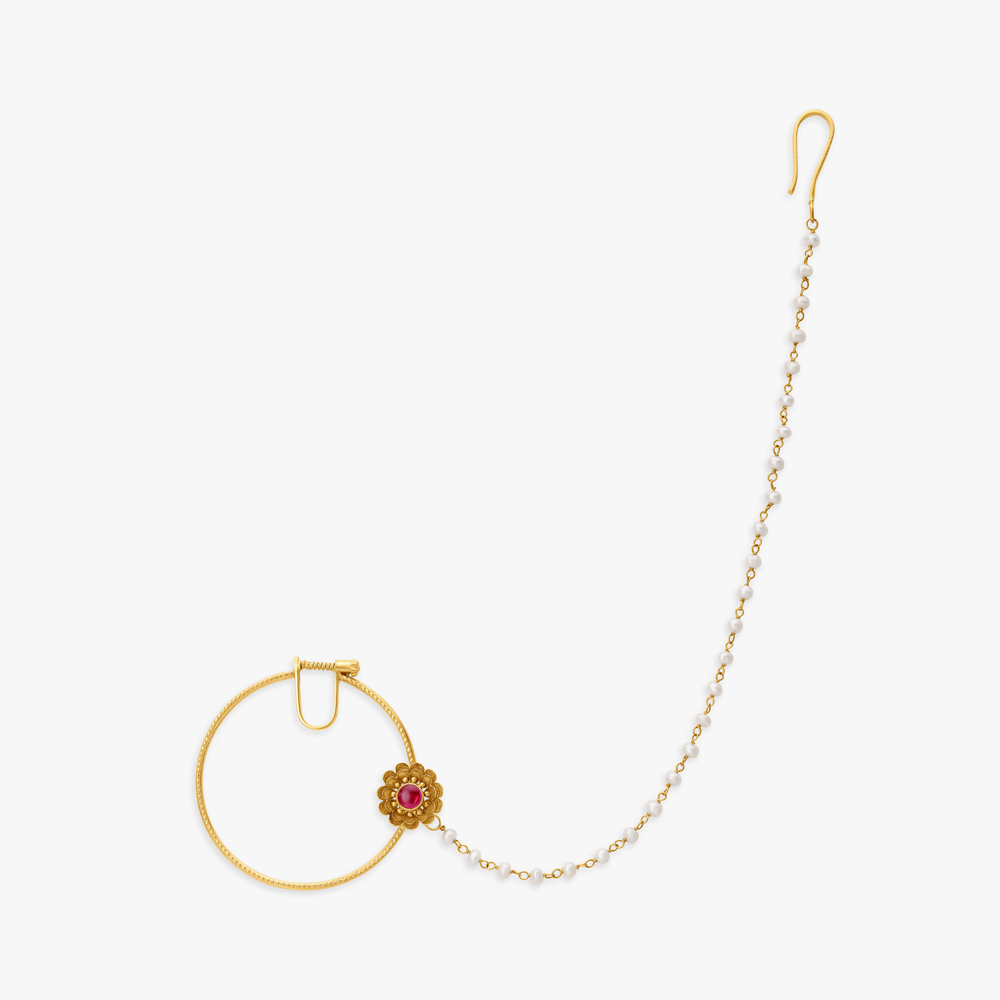 Elegant zardozi Nose Pin,,hi-res image number null