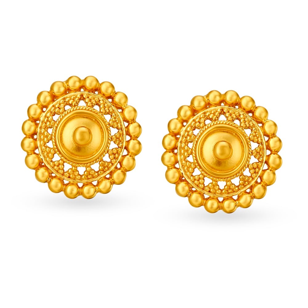 Essential 22 Karat Yellow Gold Beaded Studs,,hi-res image number null
