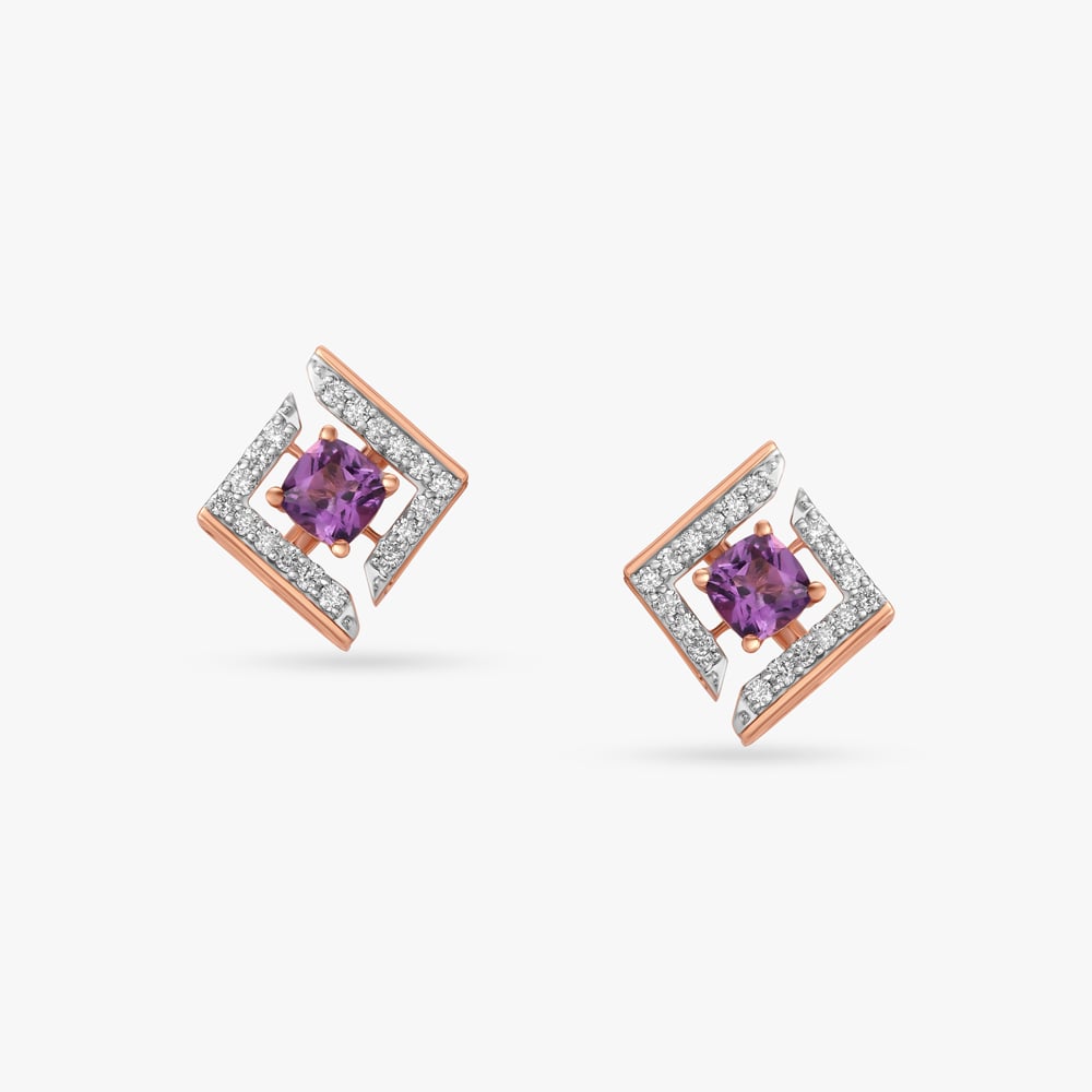 Violet Vantage Diamond Stud Earrings,,hi-res image number null