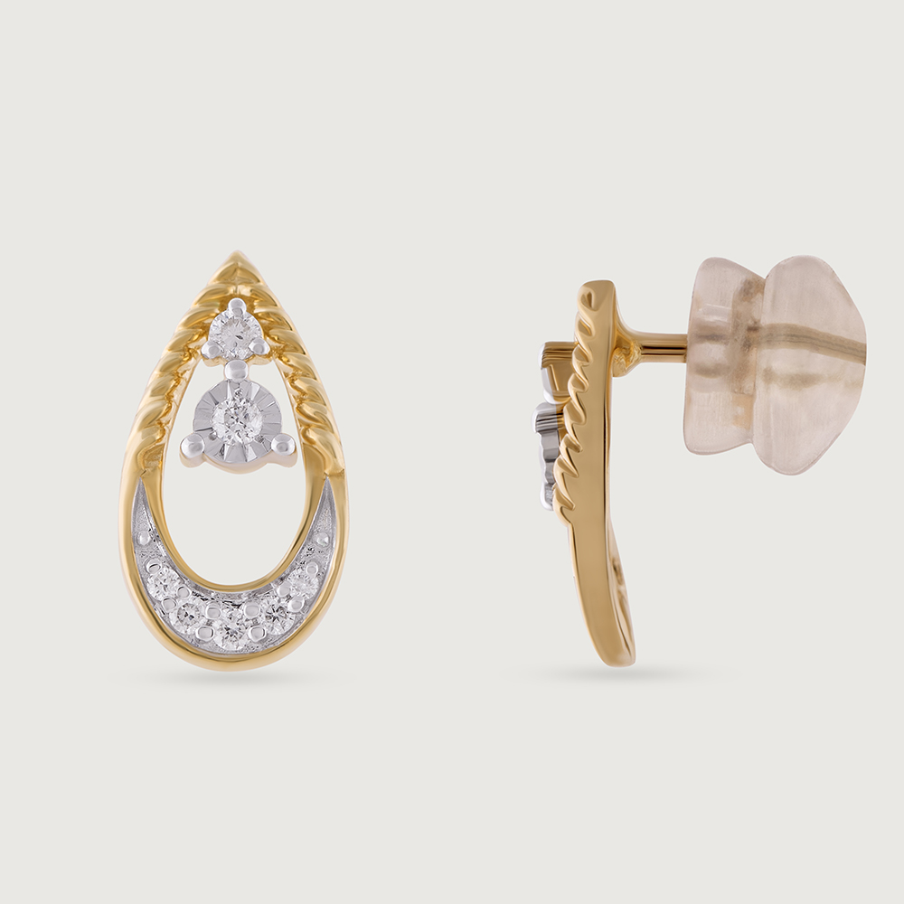 Teardrop Unity Gold & Diamond Stud Earrings,,hi-res image number null