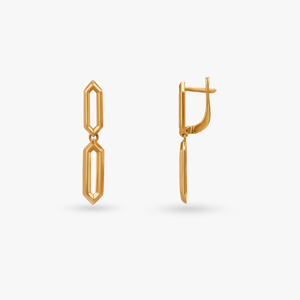 Elongated Link Gold Hoop Earrings,,hi-res image number null