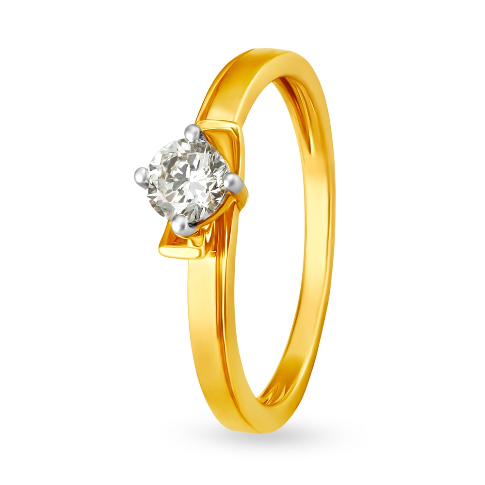 Posh 18 Karat Gold And Diamond Solitaire Finger Ring,,hi-res image number null