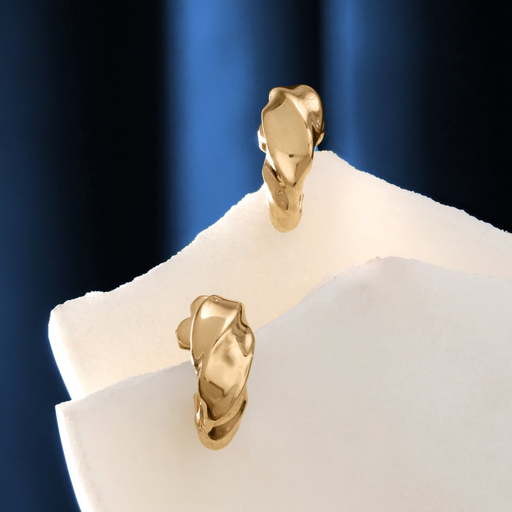Sculpted Flow Gold Hoop Earrings,,hi-res image number null