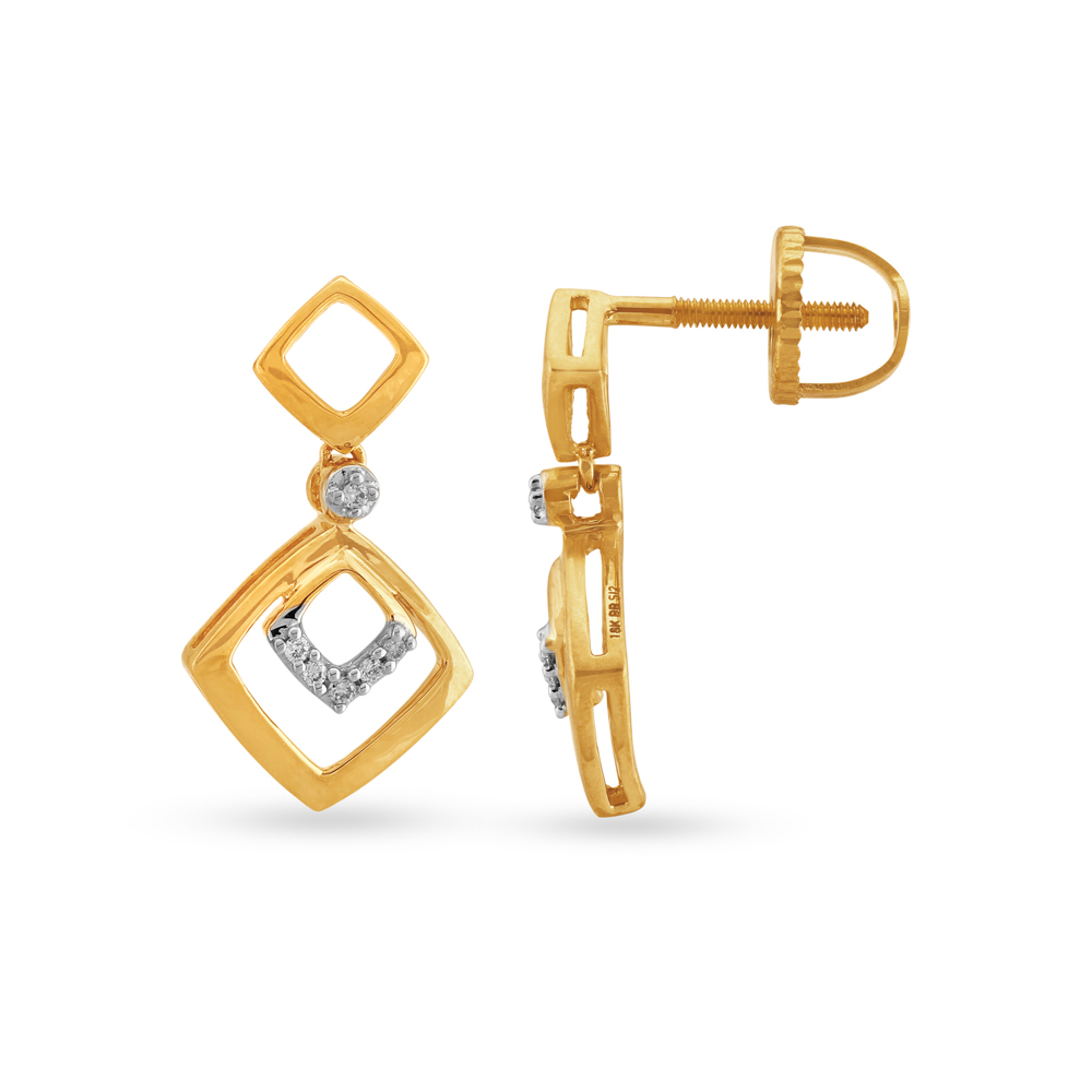 Contemporary Diamond Drop Earrings,,hi-res image number null