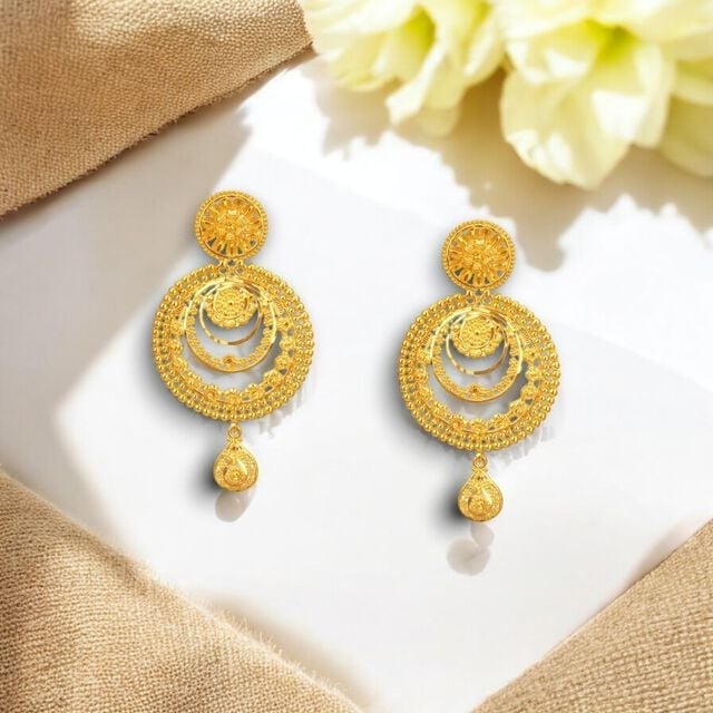 Golden Ruffles Gold Drop Earrings,,hi-res image number null