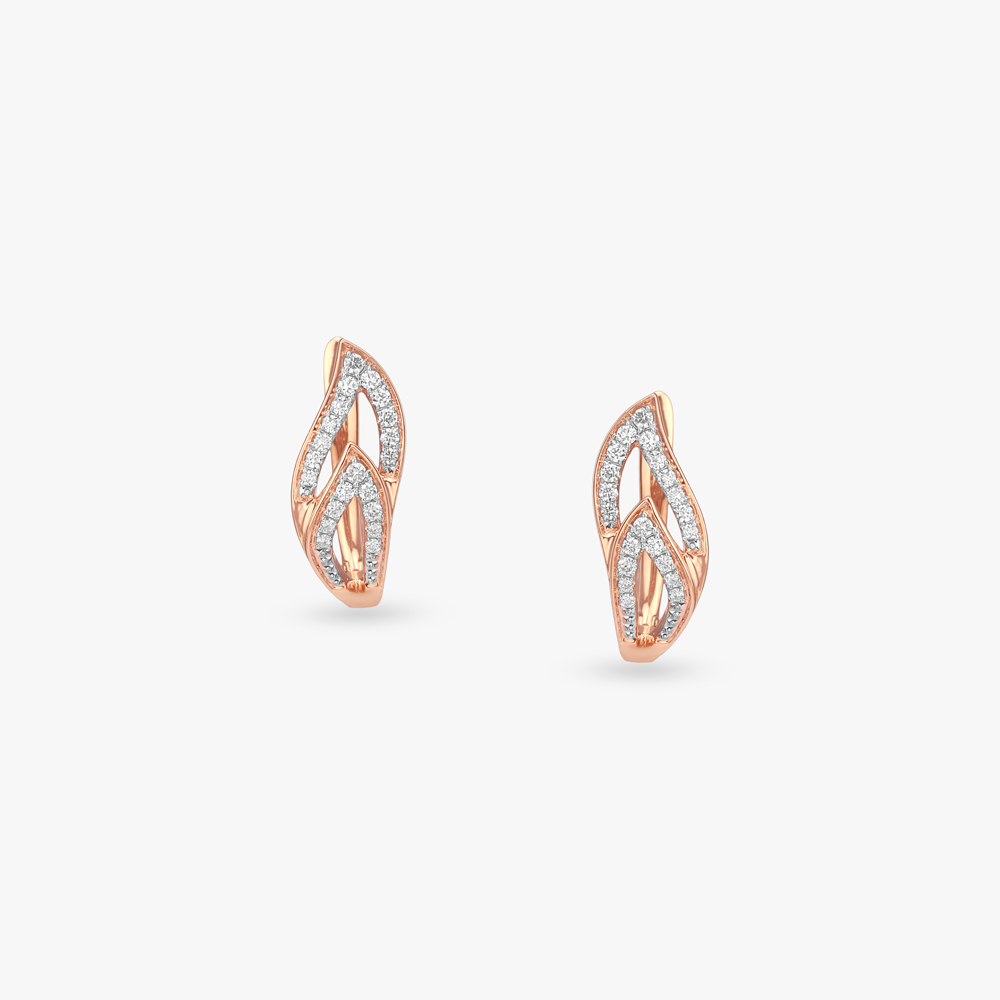 Whispering Leaves Diamond Hoop Earrings,,hi-res image number null