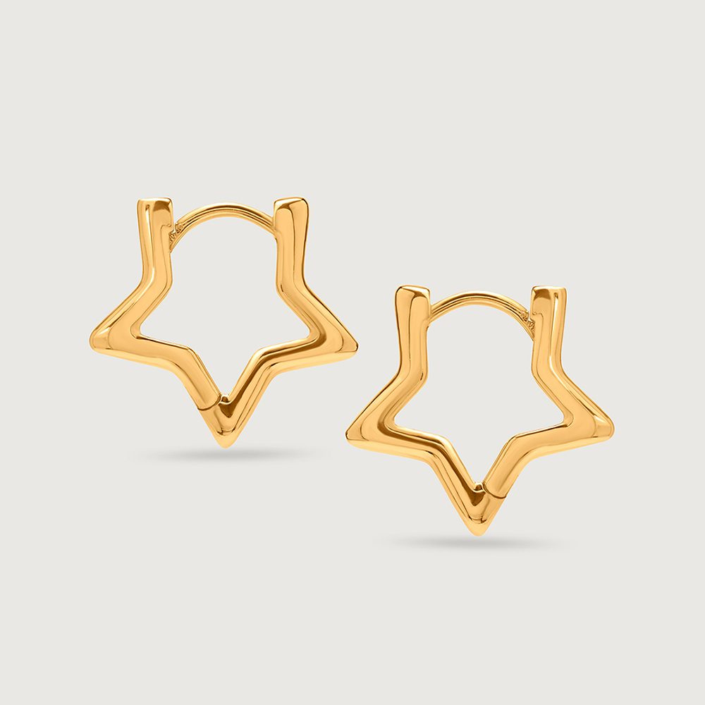 18K Star Hoop Earrings