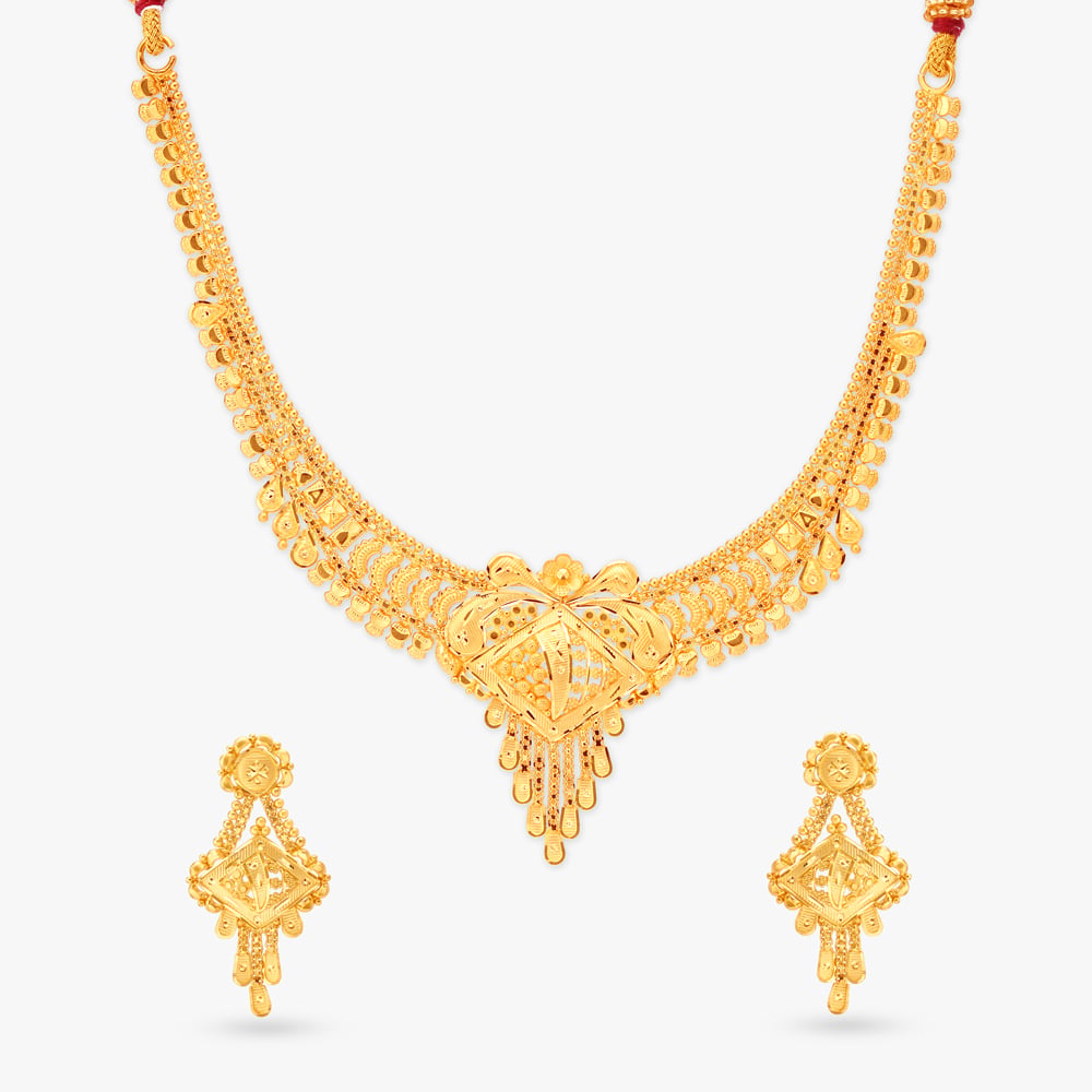 Traditional Gold Necklace Set,,hi-res image number null