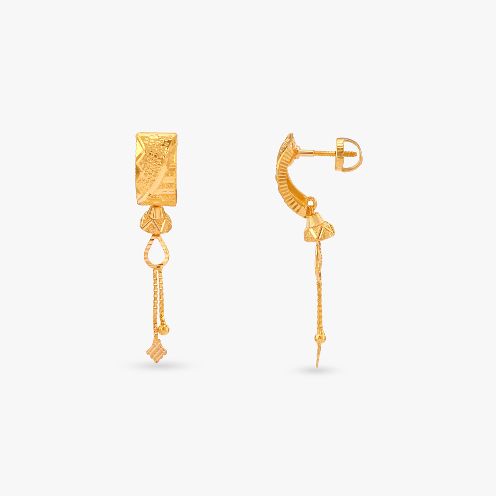 Engraved Loop Gold Drop Earrings,,hi-res image number null