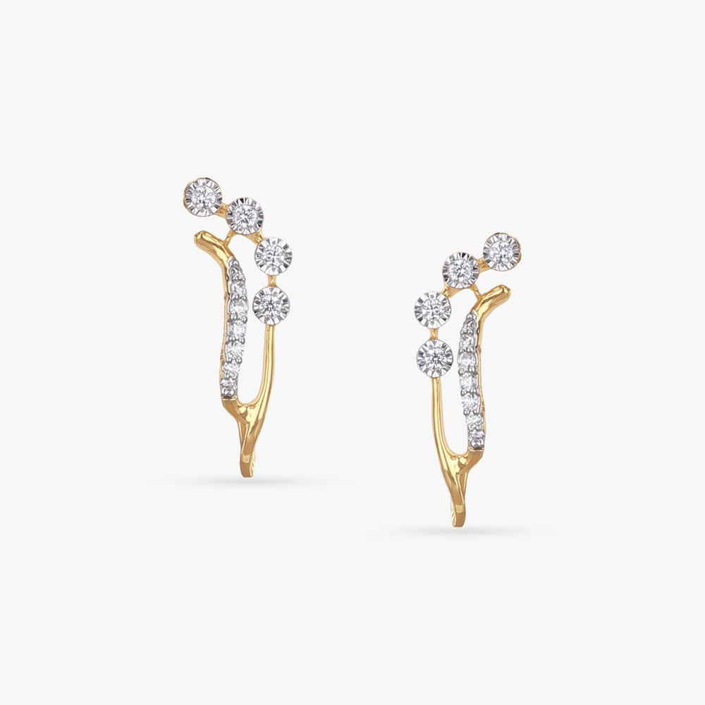 Floral Vine Diamond Hoop Earrings,,hi-res image number null