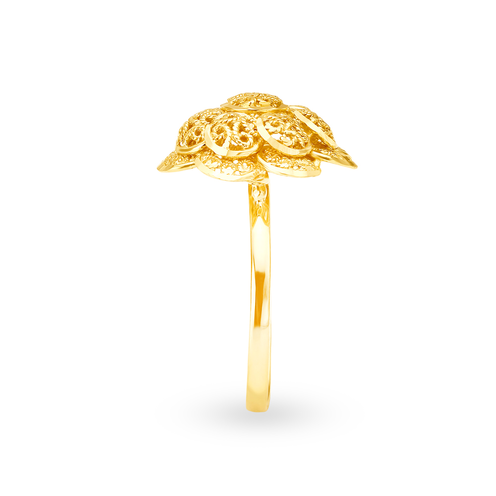Unique 22 Karat Yellow Gold Ring With Filigree Pattern,,hi-res image number null