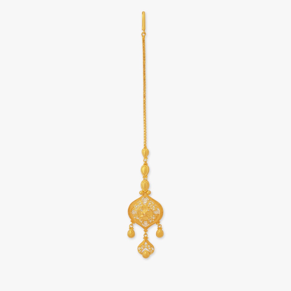 Ornate Bloom Gold Maang Tikka,,hi-res image number null